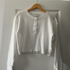 Aritzia TNA Cropped White Henley Thermal Top - Never worn